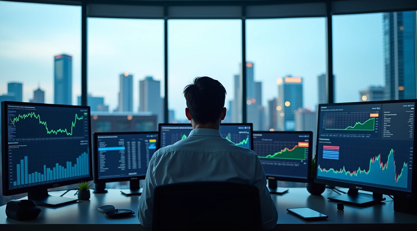 DataVoice Analytics Ltd workspace showing advanced financial data interfaces and trading systems
